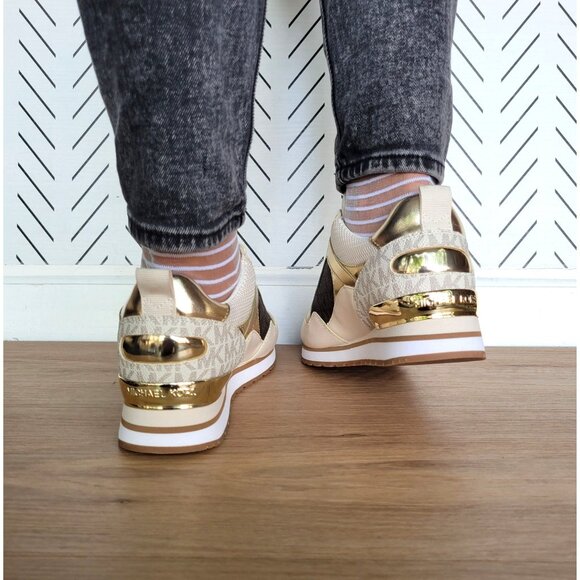 ❤️MK WILMA Women's Trainer Sneaker 6 Monogram Gold Brown Casual Lifestyle Shoes - Picture 6 of 11